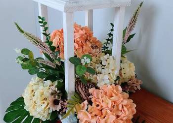 Wiązanka na grób cmentarz drewniana latarnia lampion handmade