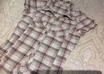Koszula w Kratkę Dziewczęca H&M rozm XXS/ XS  na 13-14 lat srebrna nitka
