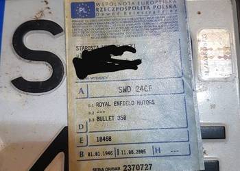 Dowód Royal Enfield 350