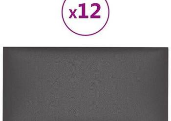 vidaXL Panele ścienne, 12 szt., szare, 30x15 cm, sztuczna skóra(SKU343774)