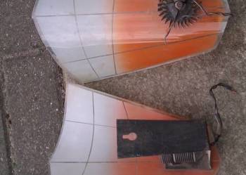 biało pomarańczowe jednopunktowe kinkiety PRL art deco