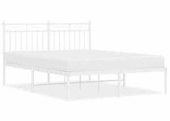 Metalowa rama łóżka z wezgłowiem biała 140x200 cm WM-373741