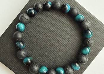 Bransoletka męska z lawy i ceramiki na prezent