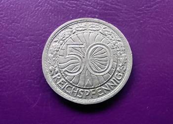 Moneta Niemcy - 50 Reichspfennig 1927 A - B/Rzadka !
