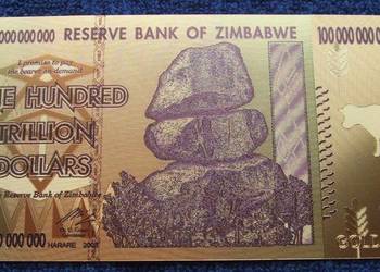 ZIMBABWE 100 TRYLIONÓW 24 KARAT GOLD Banknot - 1 szt UNC