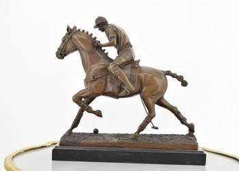 Gracz Polo - Jeździec Na Koniu - Dżokej Koń - Figura Rzeźba z Brązu Prezent