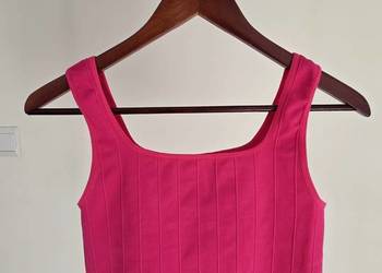 Różowy top crop top bluzka na ramiączkach