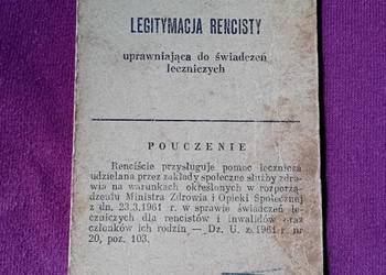 Legitymacja rencisty, PRL. Wydana w 1969 r.