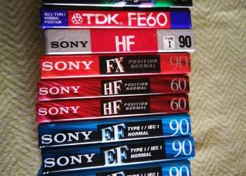 Kasety magnetofonowe NOWE w folii (NOS) – SONY, TDK, SAMSUNG  11 szt.