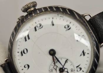 Antyczny Srebrny Trench Watch NIEL HF (Huguenin Frères) 0.800 – I WŚ, Spraw