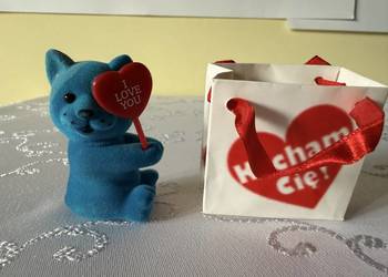 Miś figurka I LOVE YOU torebka prezentowa Kocham Cię zestaw upominek