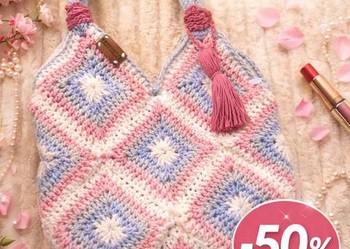 Torba zrobiona na szydelku z kwadratow