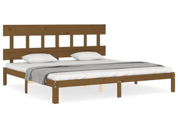 Rama łóżka z wezgłowiem miodowy brąz lite drewno 200x200 cm WM-3193619