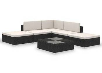 vidaXL 6-cz. zestaw wypoczynkowy do ogrodu, poduszki, rattan PE c(sku41257)