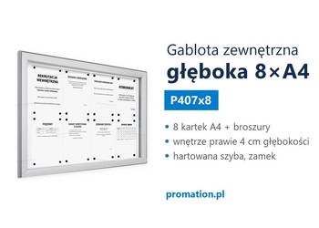 Gablota zewnętrzna zamykana 8×A4 do urzędu gminy i biblioteki P407x8