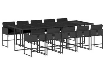 11-cz. zestaw mebli do ogrodu z poduszkami czarny rattan PE WM-3278058