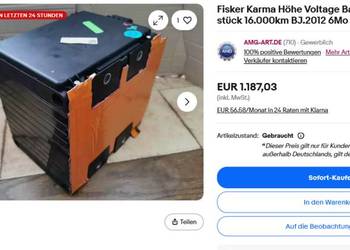 Baterie Bateria 16tkm Fisker Karma 2012 Moduł Akumulatorowy Hi-Voltage 6mg