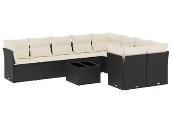 10-cz. zestaw wypoczynkowy do ogrodu poduszki czarny rattan PE WM-3218176