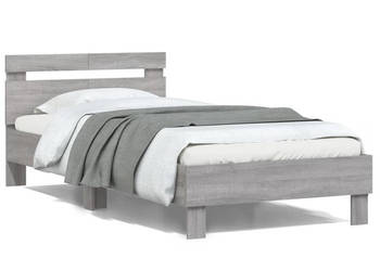 Rama łóżka z wezgłowiem i LED szary dąb sonoma 100x200 cm WM-838713