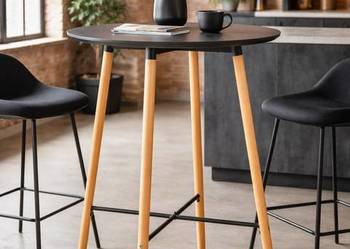 Wysoki stół barowy JONSTRUP JYSK Ø70 cm czarny dąb loft industrial