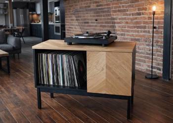 Szafka komoda na płyty winyle sprzęt audio drewno dąb loft
