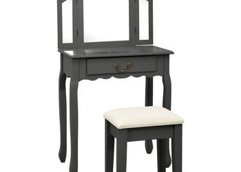 Toaletka ze stołkiem szara 65x36x128 cm drewno paulowni MDF WM-289337