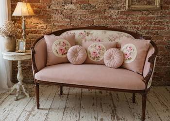 Stylowa sofa medalion ludwikowska, vintage, retro.