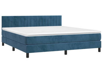 Łóżko kontynentalne materac i LED niebieski aksamit 160x200cm WM-3134535