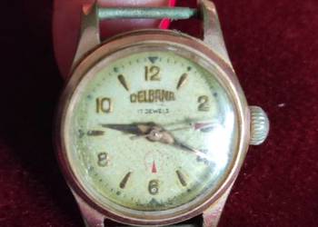 DELBANA pozłacany vintage szwajcarski zegarek vintage retro kolekcjonerski