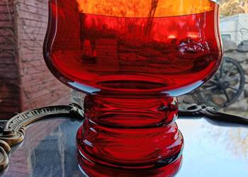 Śliczny wazon owocarka grubsze szkło dwa kolory pomarańcz z czerwonym