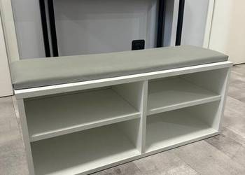 Półka na buty biała z szarym siedziskiem