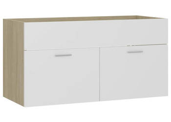 Szafka pod umywalkę biel i dąb sonoma 90x385x46 cm WM-804670