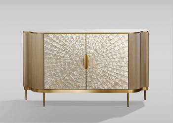 Komoda złota Champion Glamour Premium z muszelkami 150x40x88