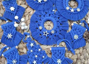 Ozdoby na choinkę 9 szt,  bombka, święta, makrama, rękodzieło