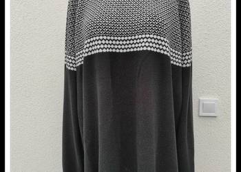 Gruby sweter czarny z białym wzorem golf na zimę 50% bawełna  4XL