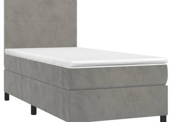 Łóżko kontynentalne z materacem i LED szare aksamit 90x200 cm WM-3135981