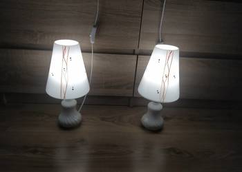 Lampka nocna para porcelana szkło Francja Vintage Loft artdeco industrial