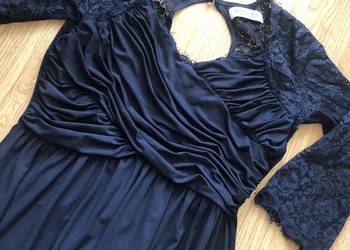 Elegancka granatowa sukienka na chrzciny, wesele, urodziny