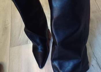 (41/42) Ekskluzywne, czarne, wygodne Kozaki kowbojki wieczorowe, NOWE