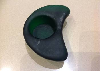 Świecznik Szklany na Podgrzewacze Grube  Zielone Szkło Vintage