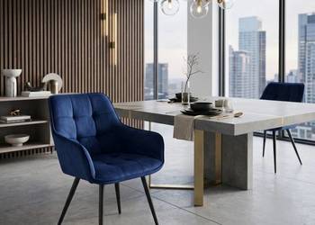 Granatowe Krzesło Tapicerowane Luca, Wysyłka 24H, Dostawa 0zł!