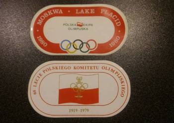 dwie naklejki PKOL z lat osiemdziesiątych