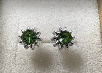 Kolczyki - srebrne z zielonym diamentem Kolczyki - srebrne z zielonym diamentem