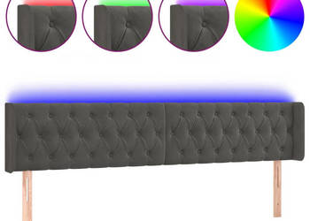 Zagłówek do łóżka z LED ciemnoszary 203x16x78/88 cm aksamit WM-3123639