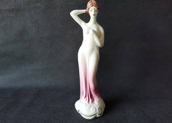 Stara porcelanowa figurka Dama porcelana Jan Jezela Katowice PRL 1960