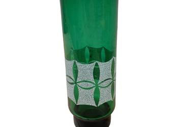 Zielony, szklany wazon,  VEB Kunst Glas Wasungen, Niemcy, lata 60