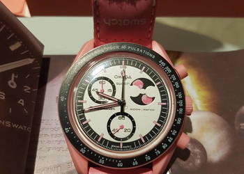 Zegarek nareczny Omega mission to the moon PINK rozowy