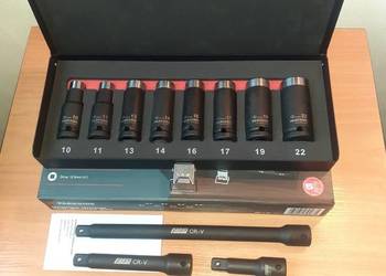 Nowe Nasadki Udarowe 1/2 8szt Parkside Performance Przedłużki 4szt Przegub