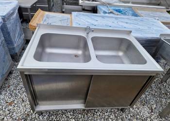 Zlew Gastronomiczny 2 Komorowy Z Drzwiami Suwanymi 120/70/85