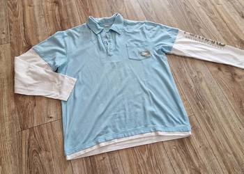 bluzka koszulka XL męska długi rękaw niebieska polo